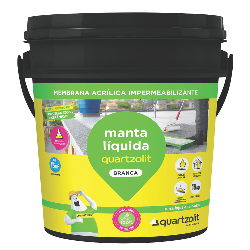 Confira quais os tipos de manta impermeabilizante e como escolher o melhor 6 Manta Liquida Impermeabilizante 18kg Branca Quartzolit 1